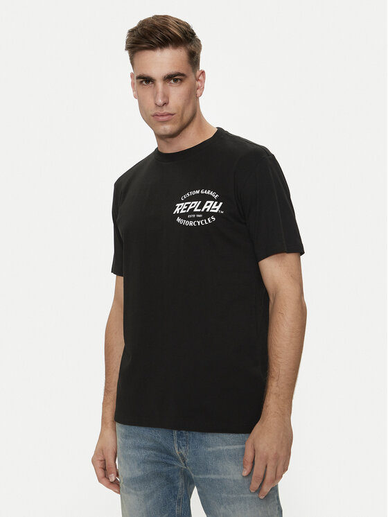 Replay Tricou M6874 .000.2660 Negru Regular Fit