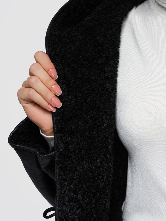Ombre Ombre Płaszcz zimowy OW-CT-E0034 Czarny Relaxed Fit