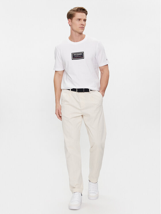 Tommy Hilfiger Tommy Hilfiger Tricou Label Hd Print Tee MW0MW34391 Alb Regular Fit