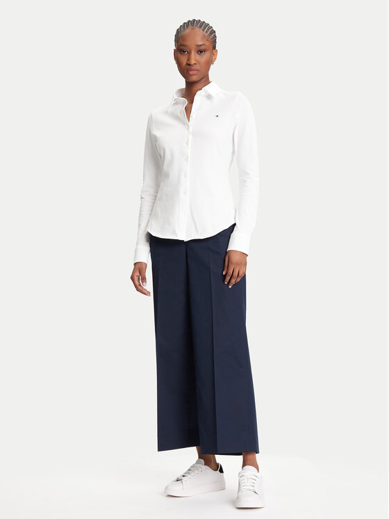 Tommy Hilfiger Tommy Hilfiger Hlače WW0WW45791 Tamnoplava Wide Leg