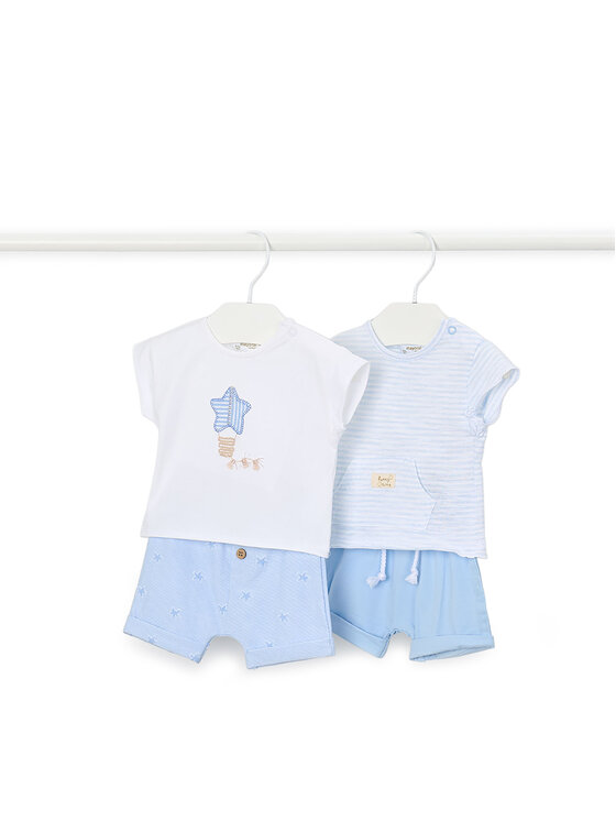 Mayoral Set 2 tricouri și pantaloni scurți 1626 Albastru celest Regular Fit