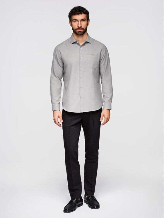 Ombre Ombre Koszula K694 Szary Regular Fit