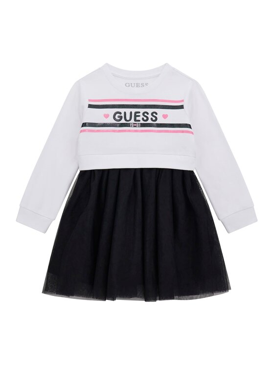 Guess Kids Guess Kids Sukienka 176329 Biały Classic Fit