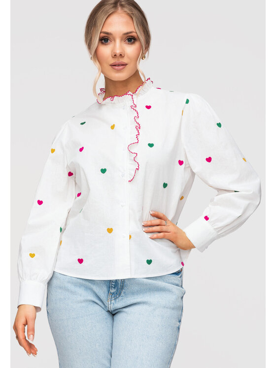 Ombre Ombre Koszula OW-SH-E0039 Biały Loose Fit