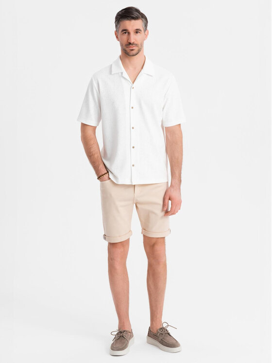 Ombre Ombre Szorty jeansowe OM-SRDS-0162 Beżowy Regular Fit