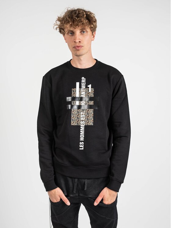 Les Hommes Les Hommes Μπλούζα LLH421-758P | Round Neck Sweater Μαύρο Regular Fit