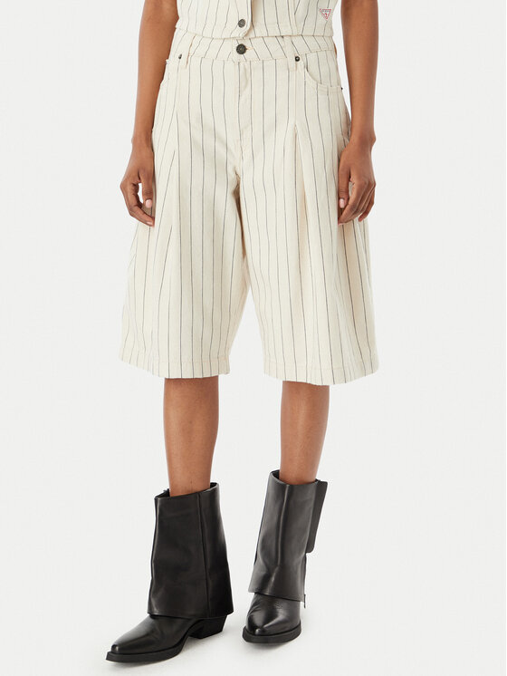 Guess Jeans Guess Jeans Jeans kratke hlače W6GDY5 D7961 Écru Loose Fit