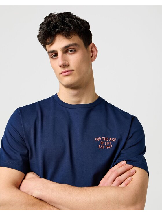 Wrangler Wrangler T-Shirt GRAPHIC TEE Niebieski Relaxed Fit