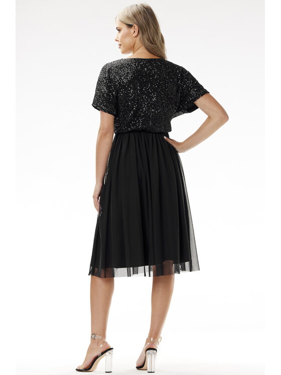 Awama Awama Sukienka wieczorowa A689 Czarny Basic Fit