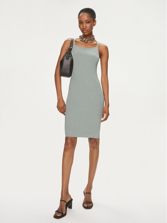 MICHAEL Michael Kors MICHAEL Michael Kors Sukienka dzianinowa MS482DMAFB Srebrny Slim Fit