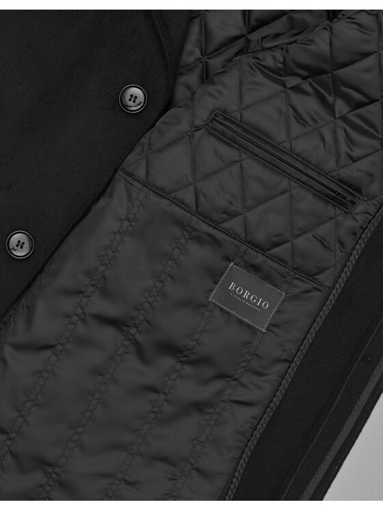 Borgio Borgio Płaszcz wełniany serre_c Czarny Slim Fit