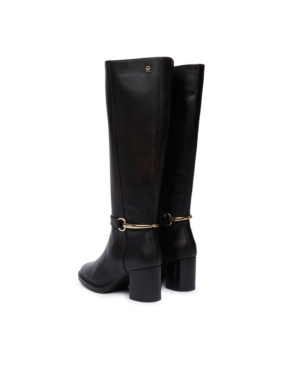 Tommy Hilfiger Tommy Hilfiger Kozaki Th Stud Heel Riding Knee Boot FW0FW09551 Brązowy ciemny