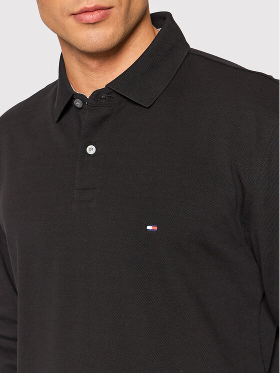 Tommy Hilfiger Tommy Hilfiger Тениска с яка и копчета 1985 MW0MW20183 Черен Regular Fit