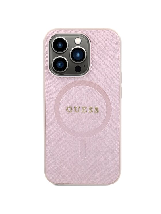 Guess Guess Etui na telefon Saffiano MagSafe Różowy