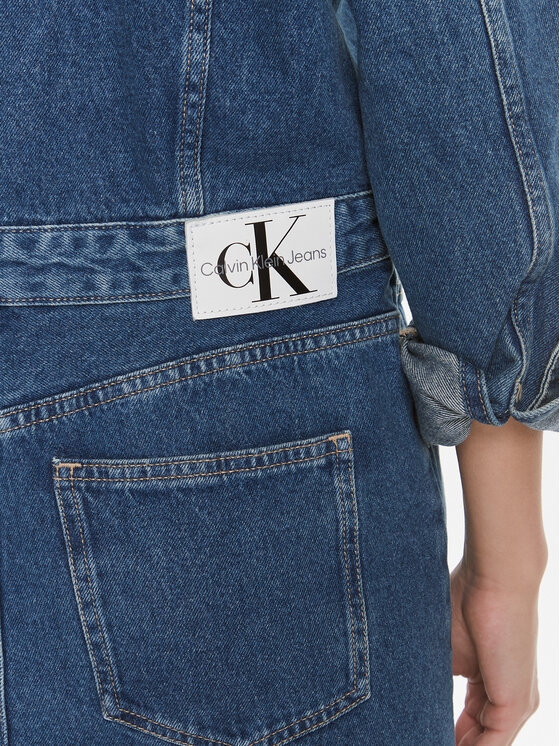 Calvin Klein Jeans Calvin Klein Jeans Jeans obleka Darted Denim Shirt Dress J20J222461 Mornarsko modra Slim Fit