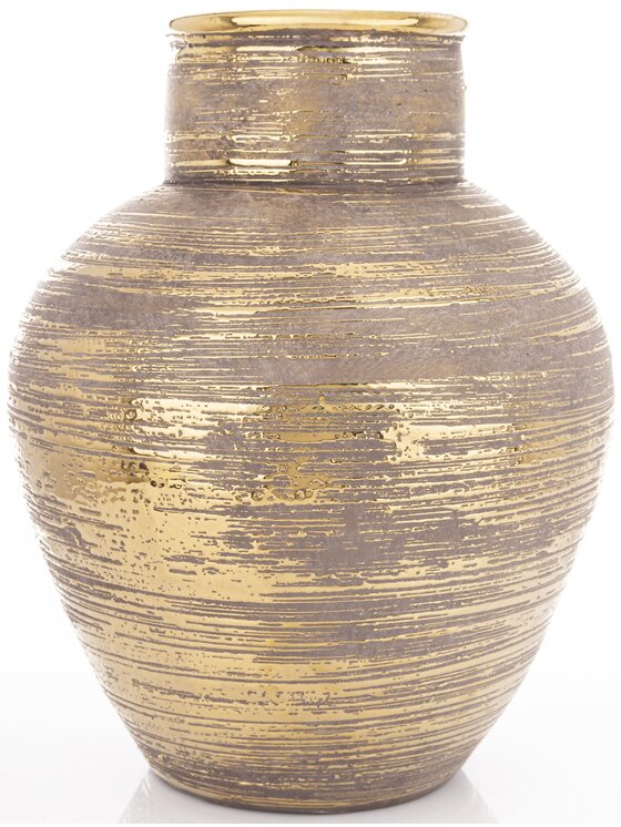 MIAhome MIAhome Wazon ceramiczny złoty, postarzany 35x26x26 cm JULITTA big Złoty