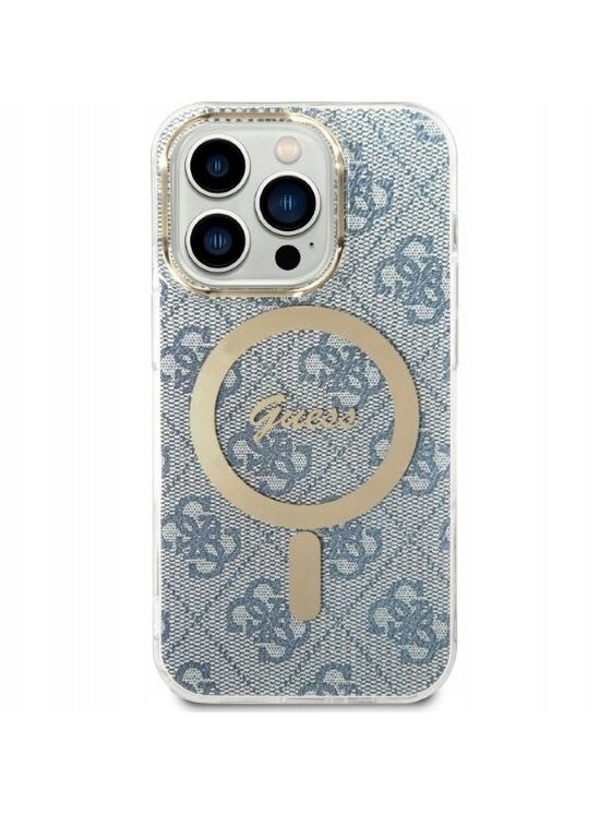 Guess Guess Etui na telefon 4G Metal Gold Logo Niebieski
