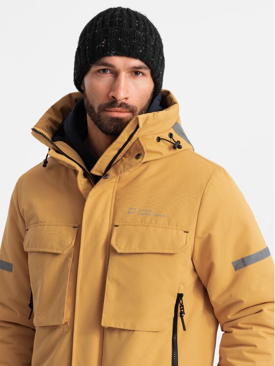 Ombre Ombre Parka OM-JALJ-0169 Żółty Regular Fit
