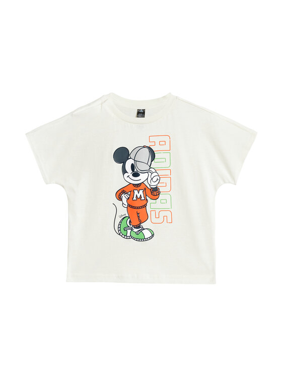 adidas T-Shirt Disney Mickey Mouse JL9169 Biały Loose Fit
