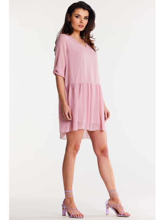 Awama Awama Sukienka letnia A514 Różowy Basic Fit