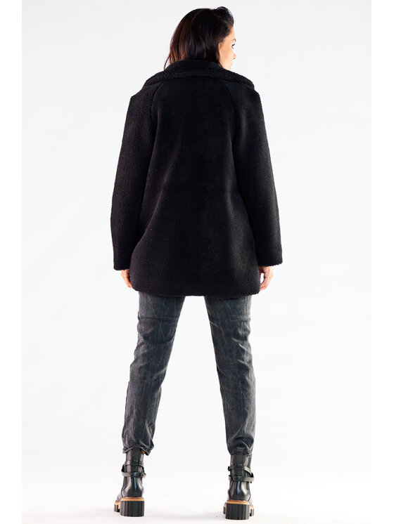 Awama Awama Płaszcz A534 Czarny Basic Fit