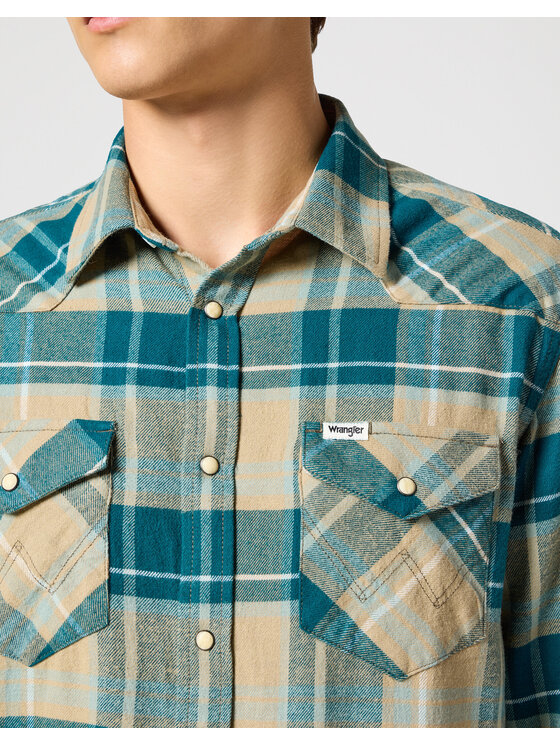 Wrangler Wrangler Koszula FLANNEL WESTERN SHIRT Beżowy Regular Fit