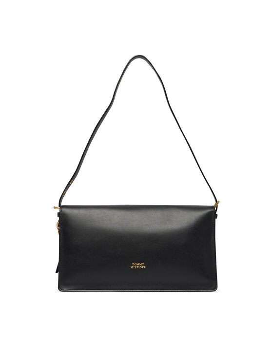Tommy Hilfiger Tommy Hilfiger Kabelka Crest Leather Conv Shoulder Bag AW0AW19015 Černá