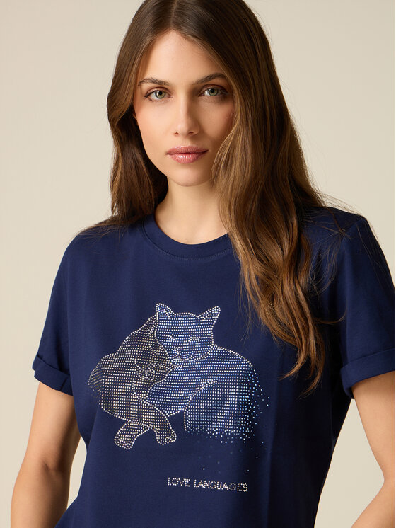 Oltre Oltre T-Shirt G03AJ004780N034 Niebieski Regular Fit
