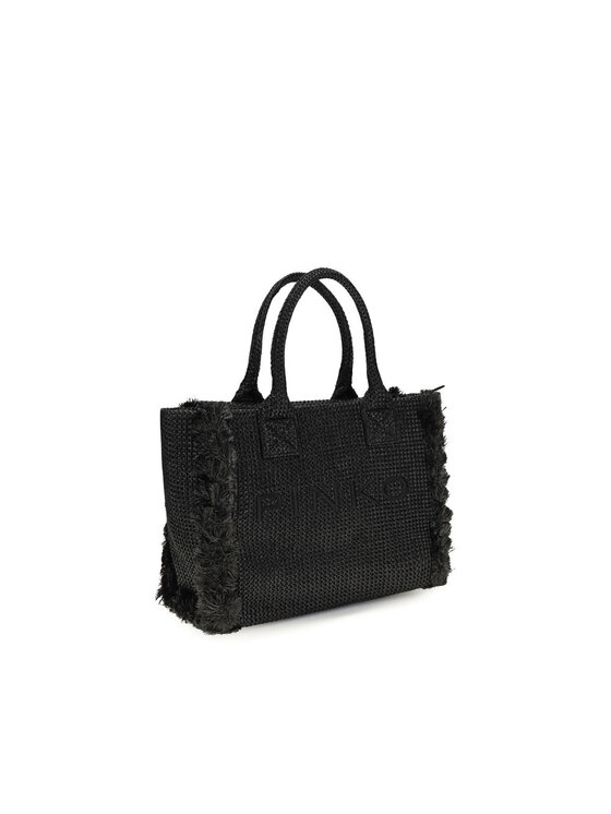 PINKO PINKO Torebka Black Raffia Shoulder Czarny