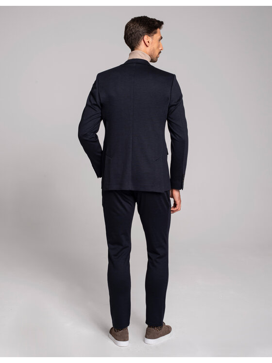 Borgio Borgio Spodnie garniturowe nepi Granatowy Slim Fit