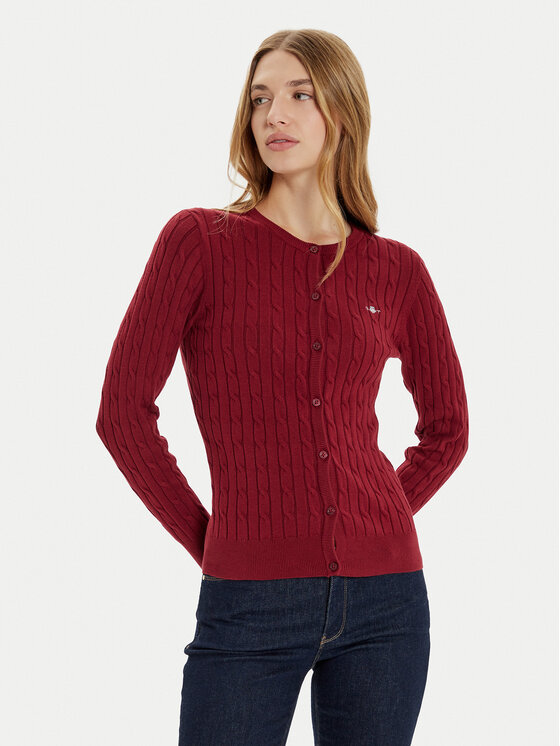 Gant Kardigán 4800103 Červená Slim Fit