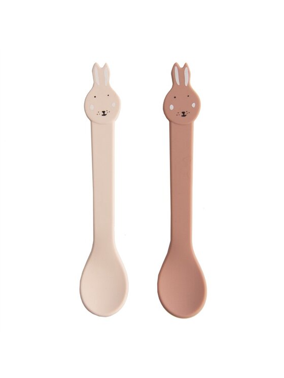 Trixie Baby Trixie Baby Komplet sztućców dziecięcych Silikonowe Łyżeczki 2 szt. - Królik Różowy