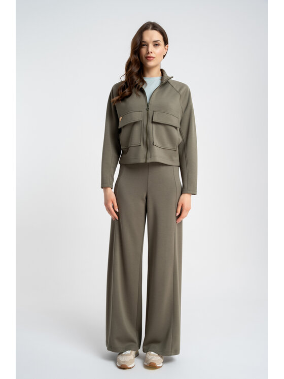 CLICK CLICK Spodnie materiałowe 30-333 Khaki Regular Fit