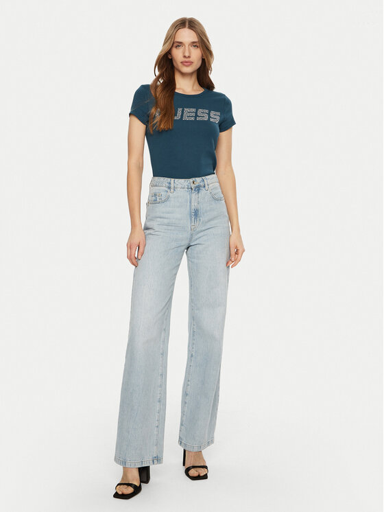 Guess Guess T-krekls V4BI16 KCIV1 Zils Regular Fit