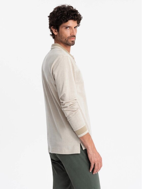 Ombre Ombre Longsleeve OM-POLS-0129 Beżowy Regular Fit