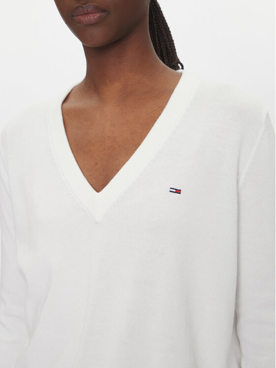 Tommy Jeans Tommy Jeans Pulover Essential DW0DW19888 Alb Regular Fit
