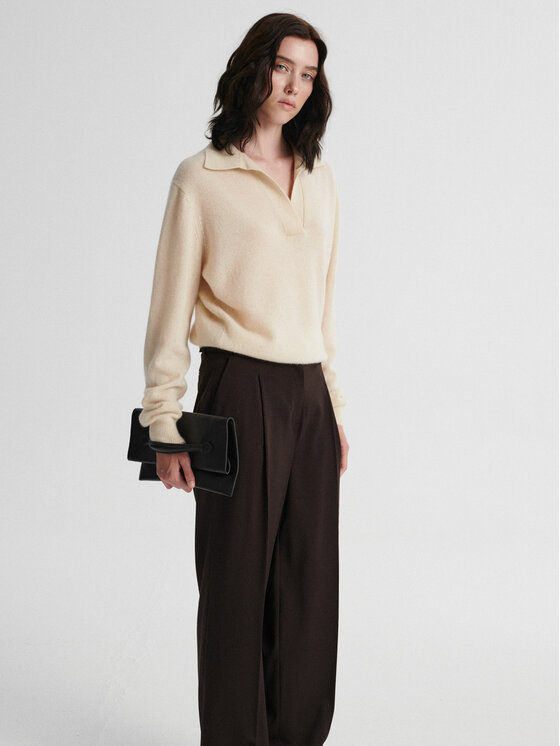 MARI PRETI MARI PRETI Sweter ROWEN Kremowy Loose Fit