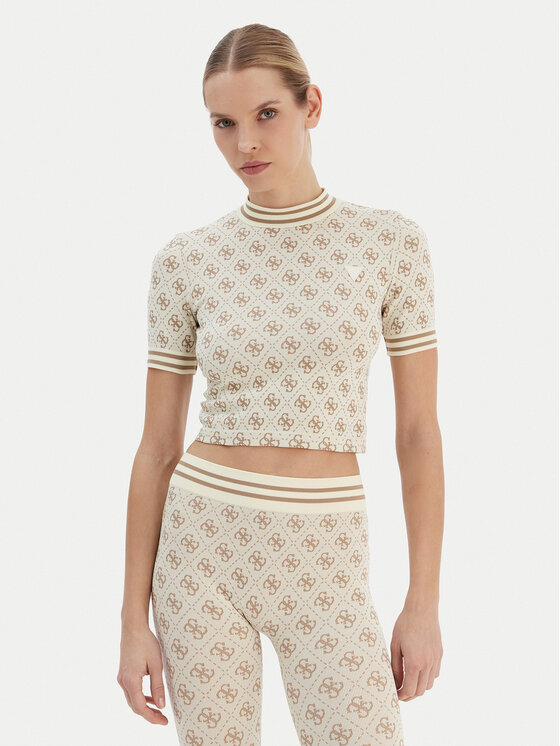 Guess Guess Тишърт V5BP07 K2000 Бежов Slim Fit