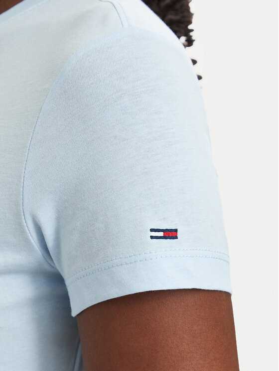 Tommy Jeans Tommy Jeans Marškinėliai Ess Logo DW0DW23479 Šviesiai mėlyna Slim Fit