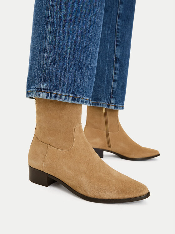 Tommy Hilfiger Tommy Hilfiger Botki Suede Ankle Boot W Zip FW0FW09922 Beżowy
