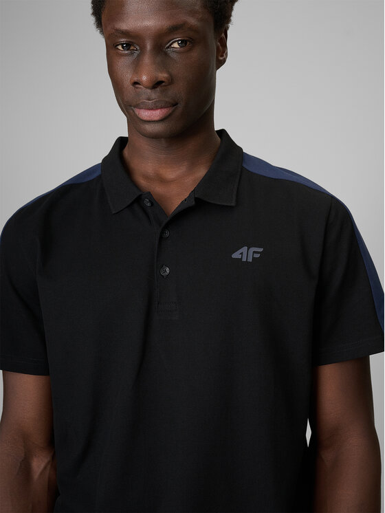 4F 4F Polo SPORTS CLUB Czarny Regular Fit