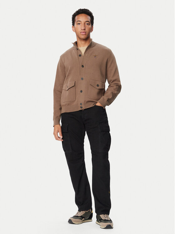 Aeronautica Militare Aeronautica Militare Kardigán 262MA1663UL00950 Svetlo hnedá Regular Fit