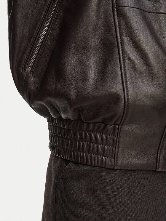BOSS BOSS Lederjacke Savani 50567628 Dunkelbraun Regular Fit