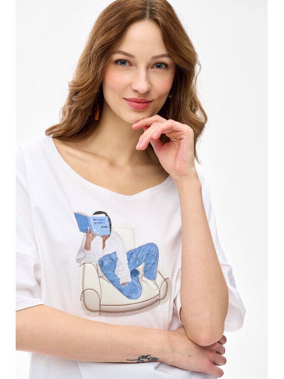 blue shadow blue shadow Bluzka Tina Écru Regular Fit