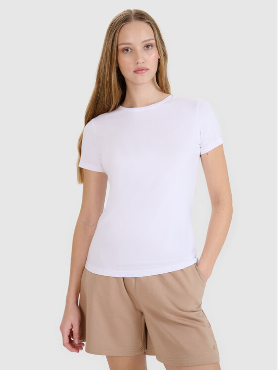 4F 4F Tričko NOS Biela Slim Fit