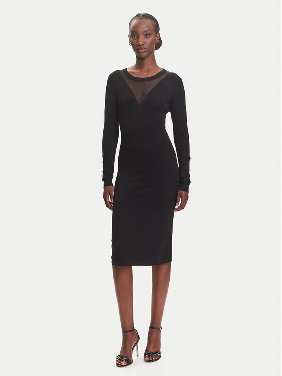 Fracomina Fracomina Kootud kleit FJ23WD5002K51801 Must Slim Fit