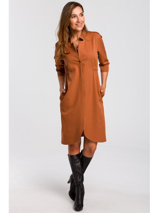 Stylove Stylove Každodenní šaty S189 Hnědá Regular Fit