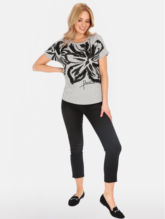 Perso Perso T-Shirt TCE247000F Šedá Regular Fit
