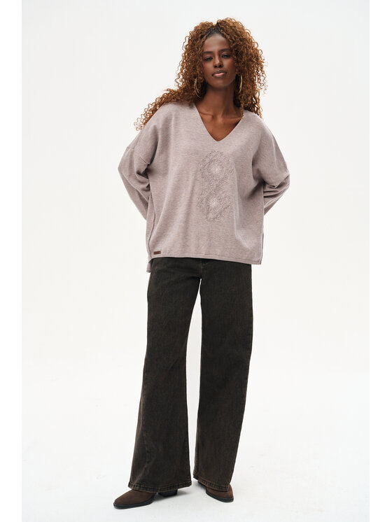 blue shadow blue shadow Sweter Tol Beżowy Regular Fit