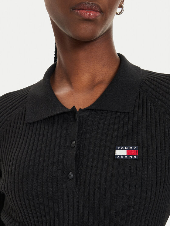 Tommy Jeans Tommy Jeans Džemper haljina DW0DW18734 Crna Slim Fit